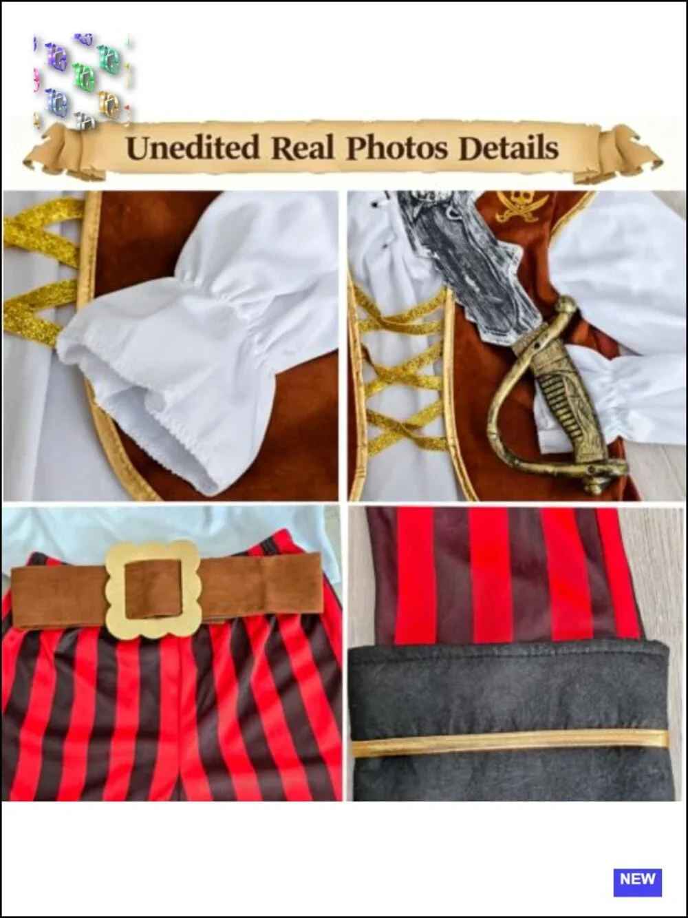 Kids Pirate Costume Dress Up Set with Accessories Halloween Pretend Play